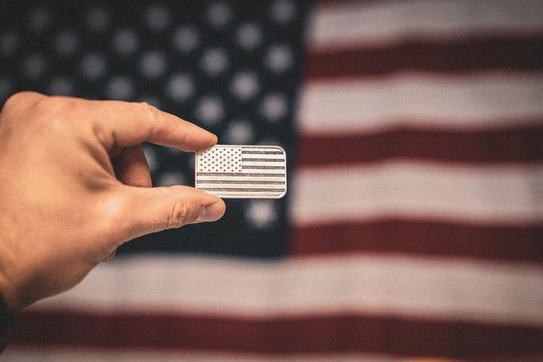 Silver bar with American flag design