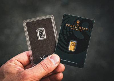 Valcambi gold bar in protective packaging