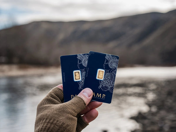 Gold bars at mountain overlook